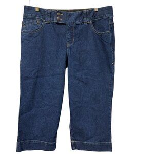 LANE BRYANT Capri Jeans Size 14 Blue Denim Bermuda Shorts Stretch Slimming